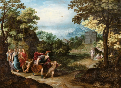 Digital Print - Apollo and Minerva leaving the Muses for Venus, Ceres and Bacchus by Adriaen van Stalbemt