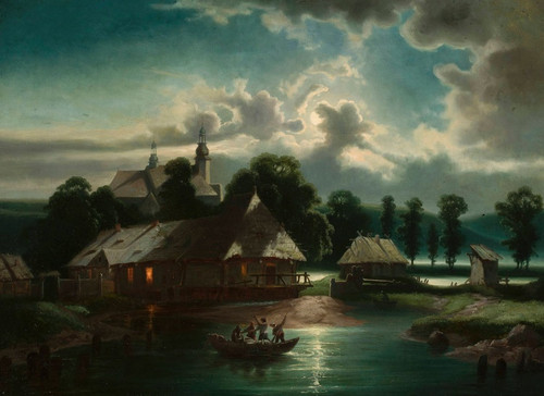 Digital Print - Countryside landscape at night by Feliks Brzozowski
