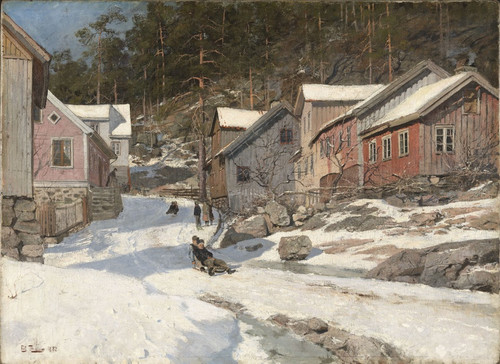 Digital Print - Street in Krager by Frits Thaulow