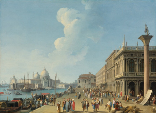 Digital Print - Venice A View From The Piazzetta, Looking West Towards The Dogana And Santa Maria Della Salute, With The Zecca, Biblioteca Sansoviniana And Column Of St. Theodore by Giovanni Battista Cimaroli