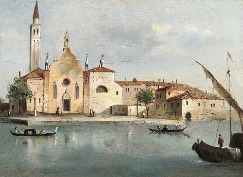 Digital Print - Vue de l'le de Santa Maria delle Grazie by Giacomo Guardi