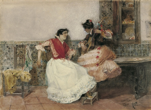 Digital Print - Playing the Guitar by Joaqun Sorolla