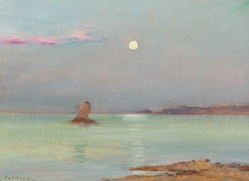 Digital Print - Moon Rising over the Sea by Ferenc Szikszay