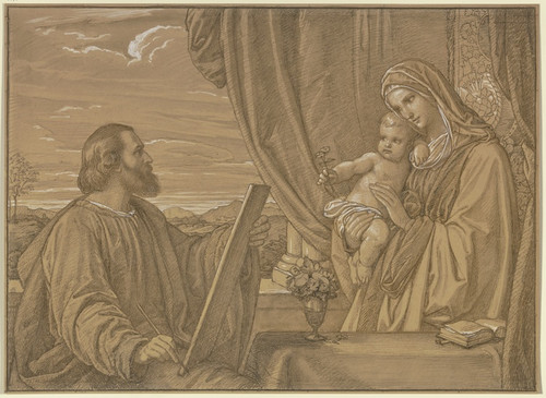 Digital Print - Der Heilige Lukas in der Gestalt des Knstlers Karl Kappes, die Madonna malend by Eduard von Steinle