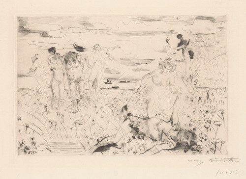 Digital Print - Uitgelaten bacchanten in een veld by Lovis Corinth