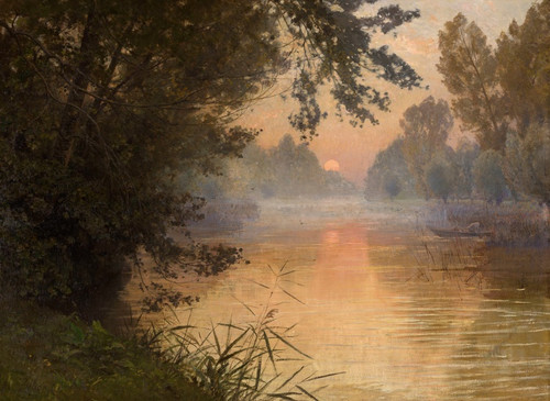 Digital Print - Sunset at the Banks of the Loing by Henri Zuber Digital Print - Sunset at the Banks of the Loing by Henri Zuber