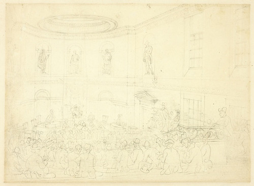 Digital Print - Study for India House, the Sale Room, from Microcosm of London by Augustus Charles Pugin