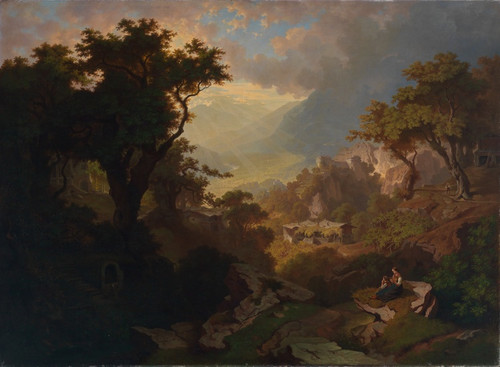 Digital Print - Landschaft bei Meran mit Blick auf Schlo Tirol by Heinrich Heinlein