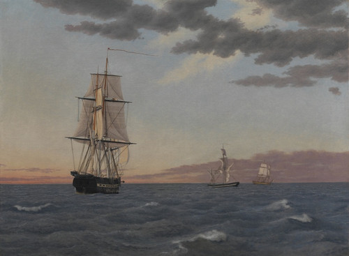 Digital Print - The Corvette 'Galathea' Lying to in order to Send Help to the Brig 'St Jean' by Christoffer Wilhelm Eckersberg