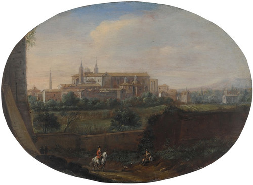 Digital Print - Rome, a view from a garden looking south towards San Giovanni in Laterano, seen from behind by Hendrick Frans van Lint