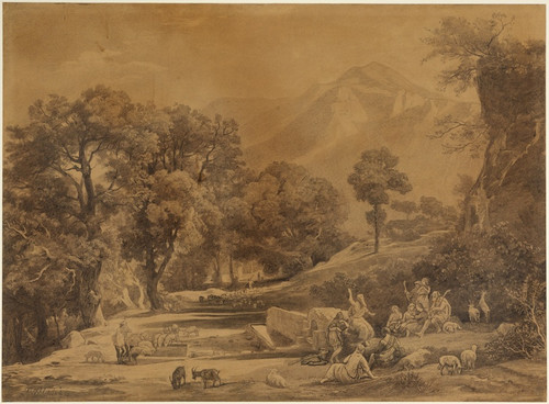 Digital Print - Die erste Predigt im Stamme Seth vor Hirten im Gebirge (1. Mose 4, 26) by Johann Wilhelm Schirmer Digital Print - Die erste Predigt im Stamme Seth vor Hirten im Gebirge (1. Mose 4, 26) by Johann Wilhelm Schirmer