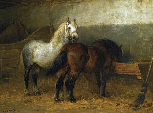 Digital Print - Horses in stable by Otto Eerelman