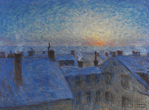 Digital Print - Sunrise over the Rooftops. Motif from Stockholm by Eugne Jansson