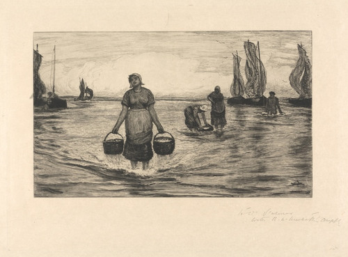 Digital Print - Landing Sardines at Low Tide by Robert Walker Macbeth