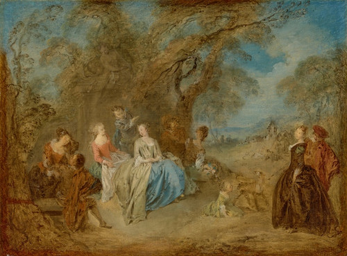Digital Print - An elegant company in a park by Jean-Baptiste Pater