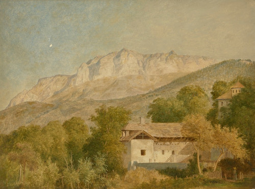 Digital Print - Vue d'une ferme et du massif des Mmises, prise depuis St.-Paul-en-Chablais ou Maxilly by Wolfgang Adam Tpffer