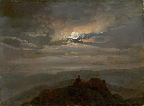 Digital Print - Wanderer on a Mountain Top (Landscape in Moonlight) by Johan Christian Dahl
