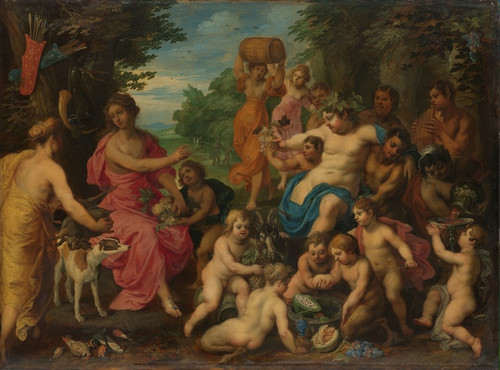 Digital Print - Diana Offered Wine and Fruit by Bacchus and his Retinue by Hendrik van Balen