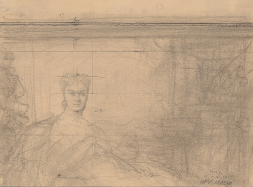 Digital Print - The Upper Part of the Sketch to the Portrait of Emilia Wodkowska by Jzef Simmler Digital Print - The Upper Part of the Sketch to the Portrait of Emilia Wodkowska by Jzef Simmler