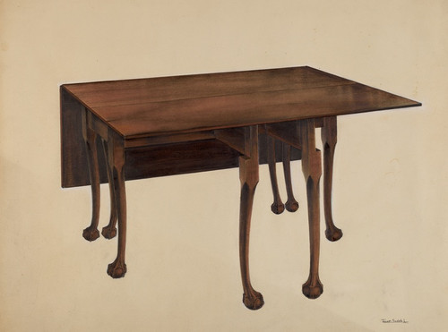 Digital Print - Gate-legged Table, Ball & Claw Feet by Joseph Sudek