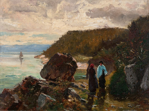 Digital Print - Path By The River, Murray Bay, Lower St. Lawrence, Can. by J. Henry Sandham