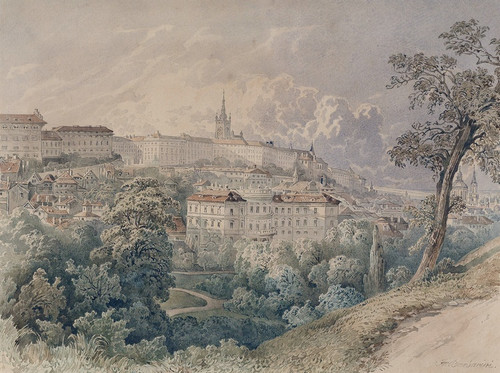 Digital Print - Blick ber Prag von Petrin aus by Franz Barbarini