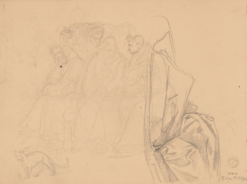 Digital Print - Sketch of three monks sitting side by side by Jzef Simmler