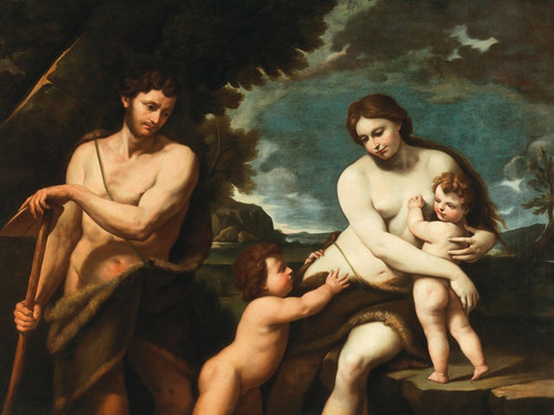 Digital Print - Adam and Eve with the Infants Cain and Abel by Nicola Vaccaro