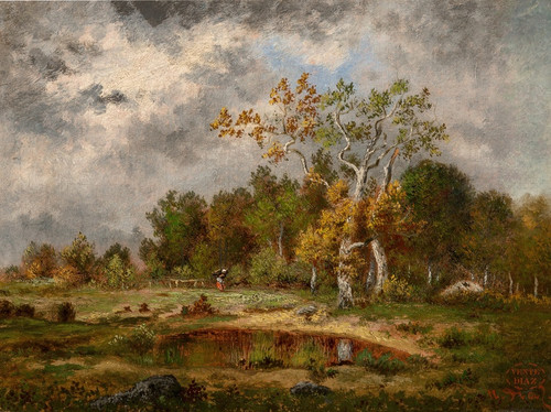 Digital Print - Fagotire  l'ore d'un bois prs d'une mare by Narcisse-Virgile Diaz de La Pea