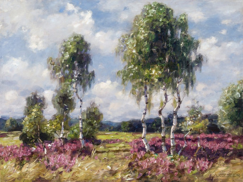 Digital Print - Birken in Heidelandschaft (Viktring in Krnten) by Alexander Koester