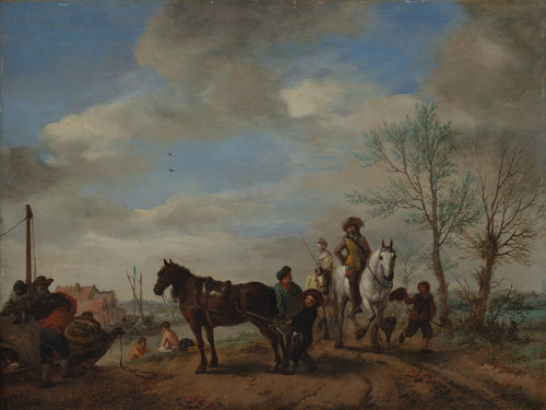 Digital Print - A Man and a Woman on Horseback by Philips Wouwerman