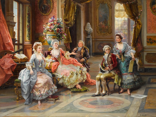 Digital Print - An elegant gathering by Cesare Auguste Detti Digital Print - An elegant gathering by Cesare Auguste Detti