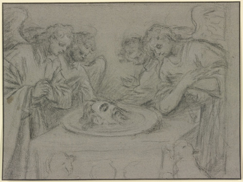 Digital Print - Vier Engel um das abgeschlagene Haupt Johannes' des Tufers versammelt by Anthony van Dyck