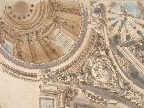 Digital Print - Design for Part of a Church Ceiling with a Dome by Faustino Trebbi