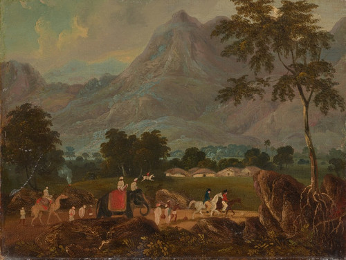 Digital Print - The road from Calcutta to Patna with an elephant and a camel by Sir Charles D'Oyly
