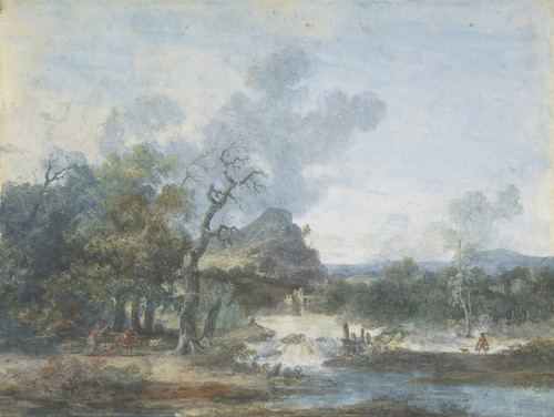 Digital Print - Shepherdess near a Waterfall by Louis Gabriel Moreau Digital Print - Shepherdess near a Waterfall by Louis Gabriel Moreau