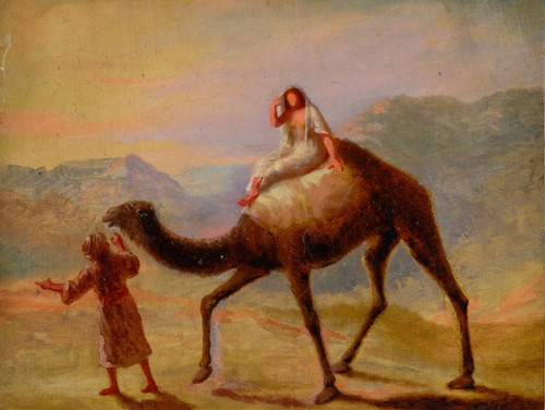 Digital Print - Man with Woman on Camel by Miner Kilbourne Kellogg