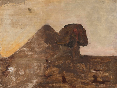 Digital Print - Evening in the desert  Sphinx and pyramid. From the journey to Egypt by Jan Cigliski