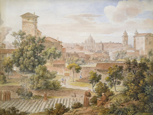 Digital Print - Blick vom Kloster S. Isidoro auf St. Peter in Rom by Joseph Anton Koch