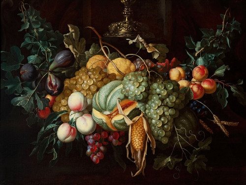 Digital Print - Still life with fruits and corn by Alexander Coosemans