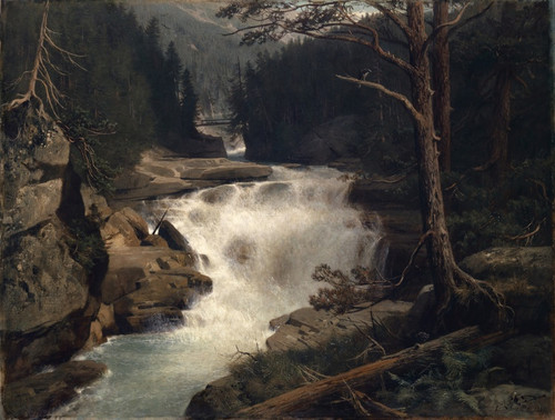 Digital Print - Waterfall in the Avers Valley by Ernst Schiess