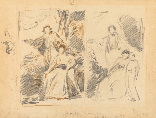 Digital Print - Two Studies for a Portrait of the Warren Family by George Romney