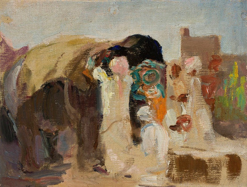 Digital Print - Jaipur  painting the elephant. From the journey to India by Jan Cigliski