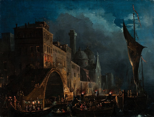 Digital Print - A Venetian Gala Night by Ippolito Caffi