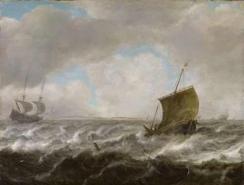 Digital Print - Rough Sea with Ships by Julius Porcellis