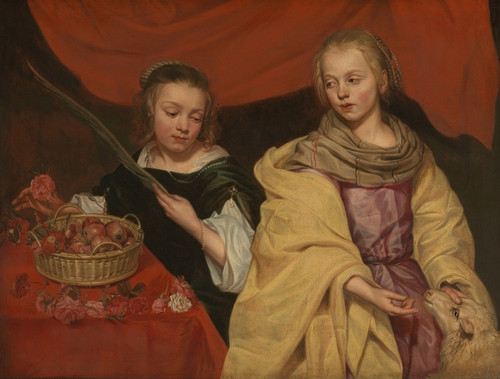 Digital Print - Two Girls as Saint Agnes and Saint Dorothy by Michaelina Wautier