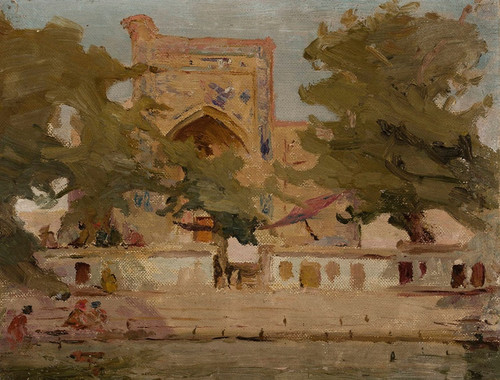 Digital Print - Old Bukhara  mosque on the lake. From the journey to Turkestan by Jan Cigliski