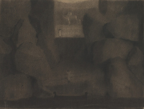 Digital Print - Arrival in a Dark Landscape by Herbert Crowley