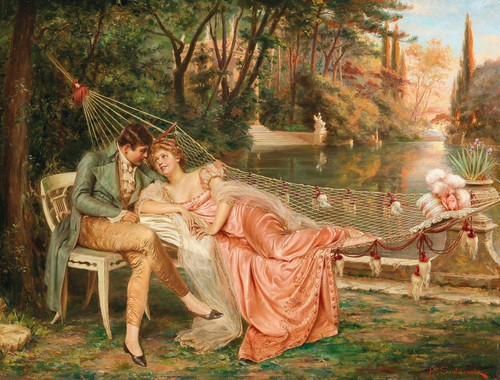 Digital Print - Flirting in the Park of the Villa Borghese, Rome by Frdric Soulacroix