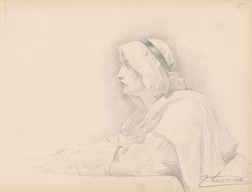 Digital Print - Half-length of a Woman in Mediaeval Dress by Jean-Paul Laurens